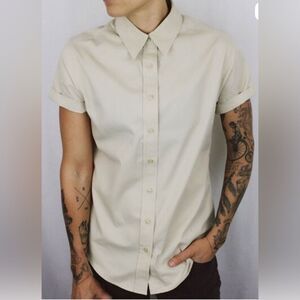 ANDROGYNOUS FOX Swift Fox Button Up Short Sleeve Stone Fox Size XS